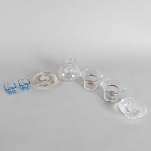 A Collection of Seven Scandinavian Art Glass Votives