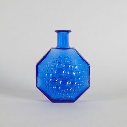 A Riihimaen Lasi Oy Blue Glass Bottle