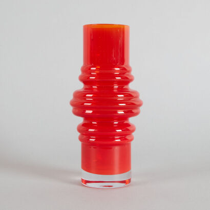 A Riihimaen Lasi Oy Red Glass Vase