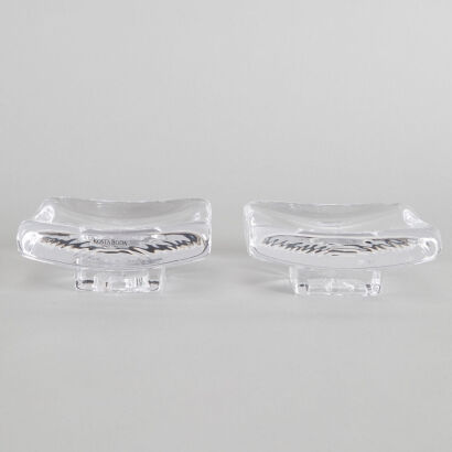 A Pair of Bertil Vallien for Kosta Boda Glass Dishes