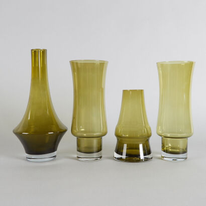 A Suite of Four Riihimaen Lasi Oy Vases