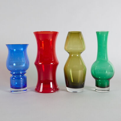 A Suite of Four Riihimaen Lasi Oy Vases