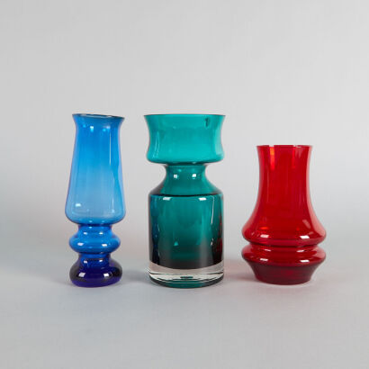 Three Riihimaen Lasi Oy Glass Vases