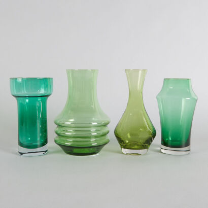 Four Riihimaen Lasi Oy Glass Vases