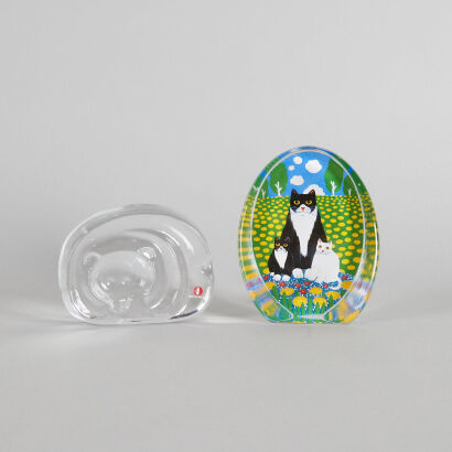 A Pair of Iittala Glass Paperweights