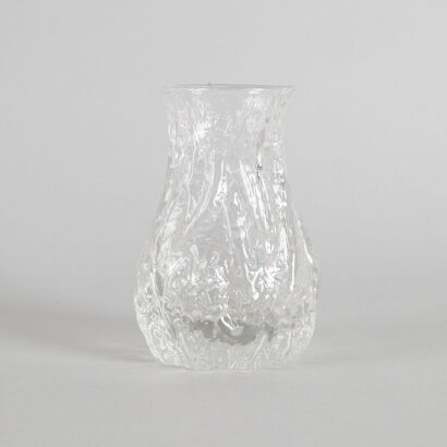 A Geoffrey Baxter for Whitefriars Clear Glass Bark Vase