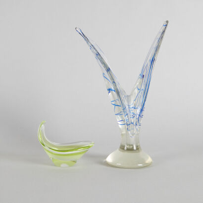 Two Flygsfors Art Glass Vases