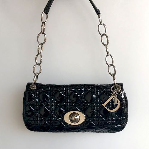 Black Patent Quilted Dior Bag