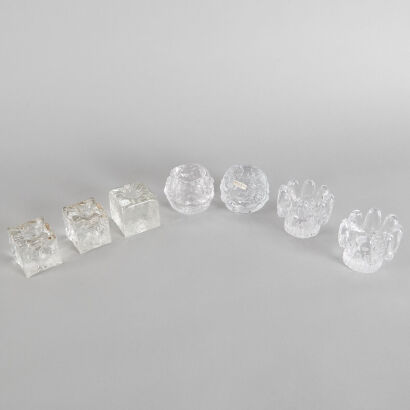 A Collection of Seven Scandinavian Glass Votives