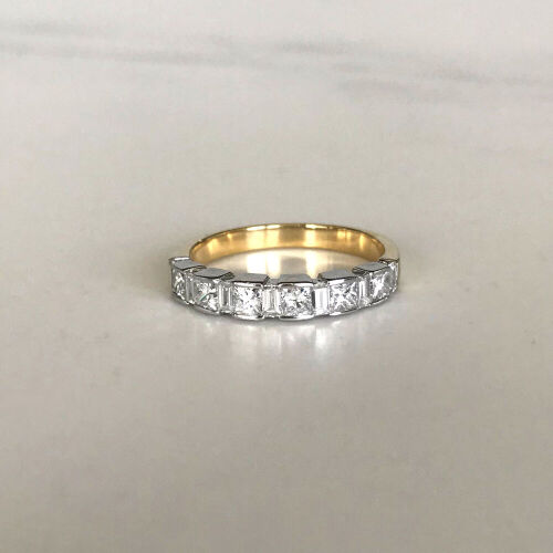 18ct Alternating Princess and Baguette Cut Diamond Ring