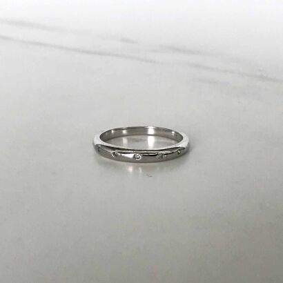 A Silver and Diamond Stacking Ring