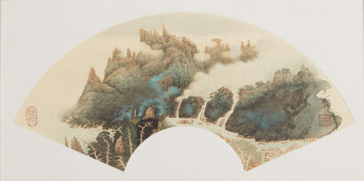 WENWEN LIU Pines and Clouds 松涛云海图（扇面）