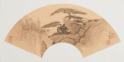 WENWEN LIU Pines by the Spring 老松听泉图（扇面）
