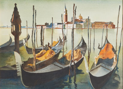 PETER MCINTYRE Gondolas and the Island of St George Venice