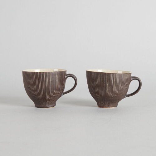 A Pair of Hand-Potted Cups by Dame Lucie Rie