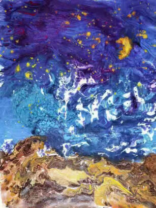 DANDAN WANG Our Planet - the Beach, the Wave and the Galaxy 热爱地球系列-沙滩海浪与星空