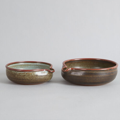 A Pair of Len Castle Crackle Glaze Pouring Bowls