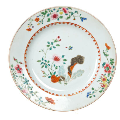 A Chinese Qing Dynasty Yongzheng Period Famille Rose 'Floral' Plate