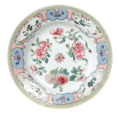 A Chinese Qing Dynasty Yongzheng Period Famille Rose 'Floral' Plate
