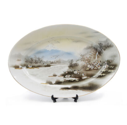 A Japanese Meiji Period Kutani 'Crane' Plate