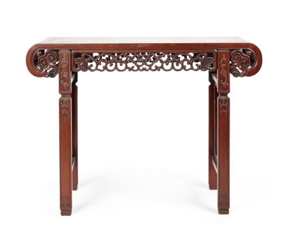 A Chinese Late Qing Dynasty Rosewood 'Lingzhi' Guqin Table