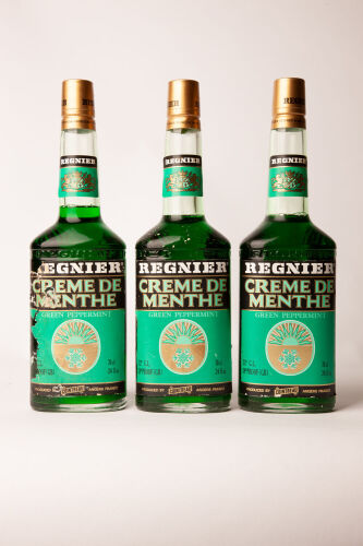 (3) Regnier Creme de Menthe produced by Cointreau c1980s