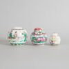 A Chinese Famille Verte 'Figural' Jar & A Chinese Canton Famille Rose Jar & A Chinese Famille Rose 'Floral and Bird' Jar