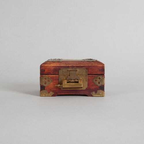 A Chinese Wooden and Brass Jewellery Box