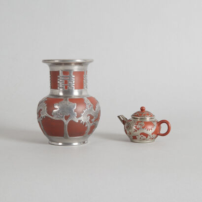 A Chinese Red Clay Vase & A Chinese Red Clay Teapot