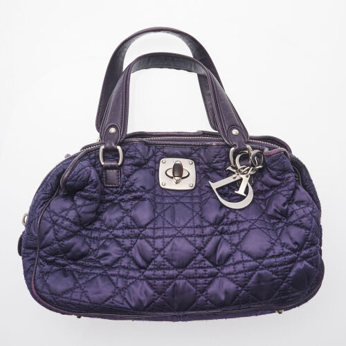 Christian Dior Lady Dior Cannage Purple Nylon Bag