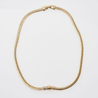Nina Ricci Flat Snake Chain Diamante Necklace