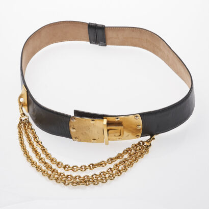 DKNY Leather Chain Belt