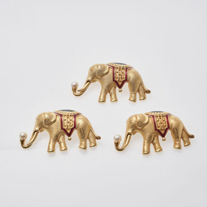 Monet Circus Elephant Brooches