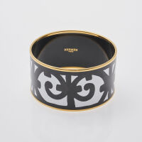 Hermes Black and White Enamel Bangle