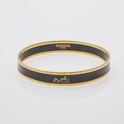 Hermes Black Enamel Bangle