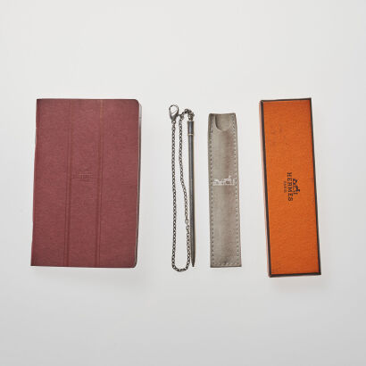 Hermes Silver Pencil and Notebook