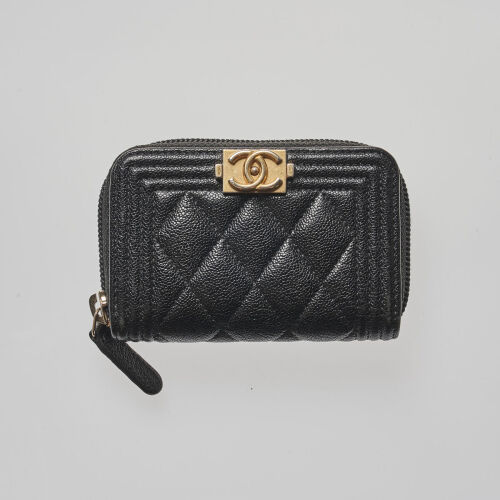 Chanel Quilted Caviar Leather Boy Wallet