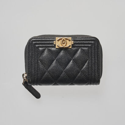 Chanel Quilted Caviar Leather Boy Wallet