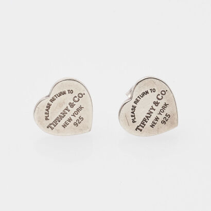 Tiffany & Co Silver Heart Stud Earrings