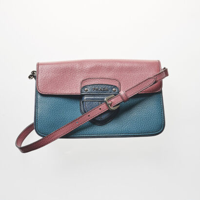 Prada Pink and Blue Leather Crossbody Bag