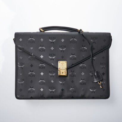 MCM Black Visetos Briefcase