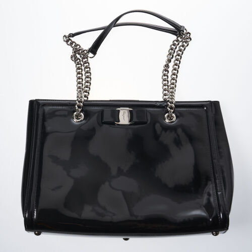 Salvatore Ferragamo Gancini Black Shoulder Bag