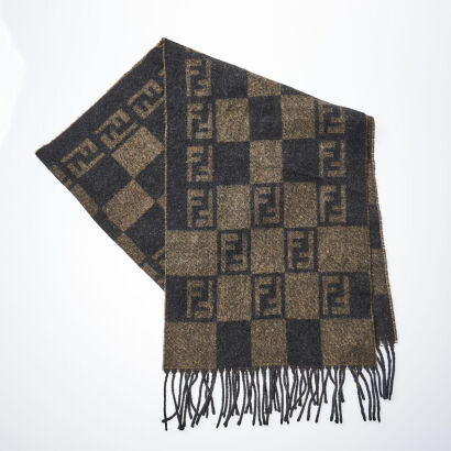 Fendi Wool Monogram Checkerboard Scarf