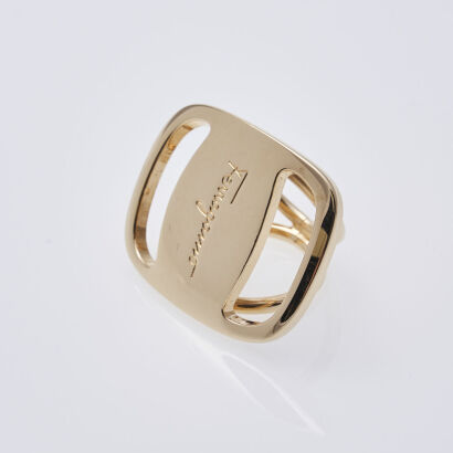 Salvatore Ferragamo Gold Tone Scarf Ring