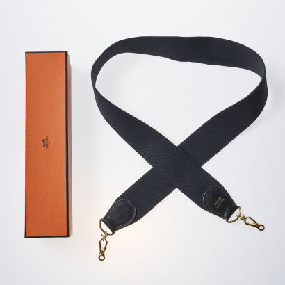 Hermes Black Canvas Shoulder Strap