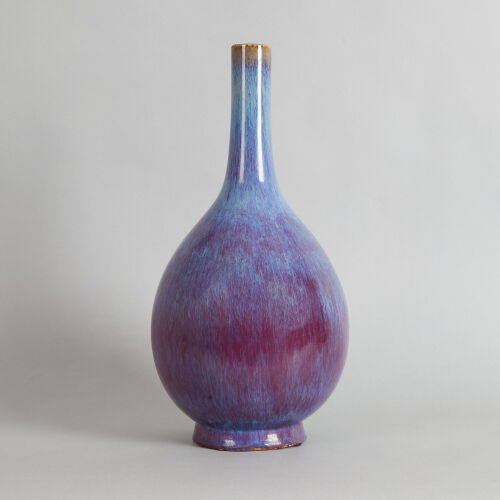 A Chinese Late Qing Dynasty Flambe-glazed Pear-shaped Bottle Vase (Da Qing Qianlong Nian Zhi Mark)