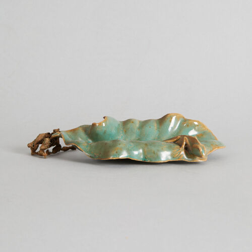 A Chinese Celadon-Glazed 'Leaf' Ink Palette (with mark)