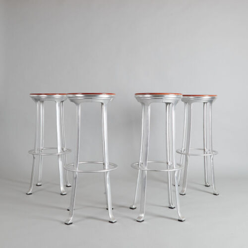 A Set of Four Joan Casas y Ortinez for Indecasa Industrial Stools