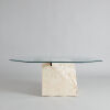 A Maitland-Smith Style Brass and Glass Pedestal Coffee Table