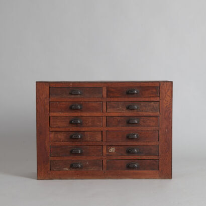 A Vintage French Oak Tool Cabinet